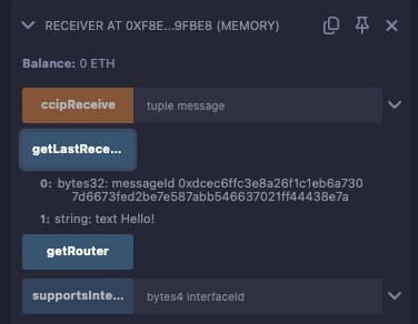 RemixIDE Chainlink Local receivedMessage